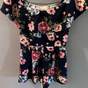 Navy Blue Floral Romper